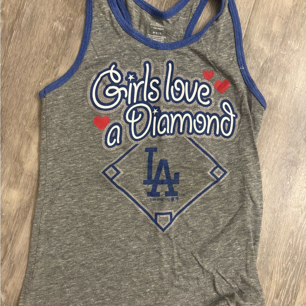 5th & Ocean Gray Tank Top with Blue and Red Accents